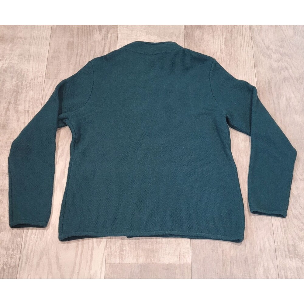 TALBOTS Lambswool Blend Green Button Sweater Jack… - image 8